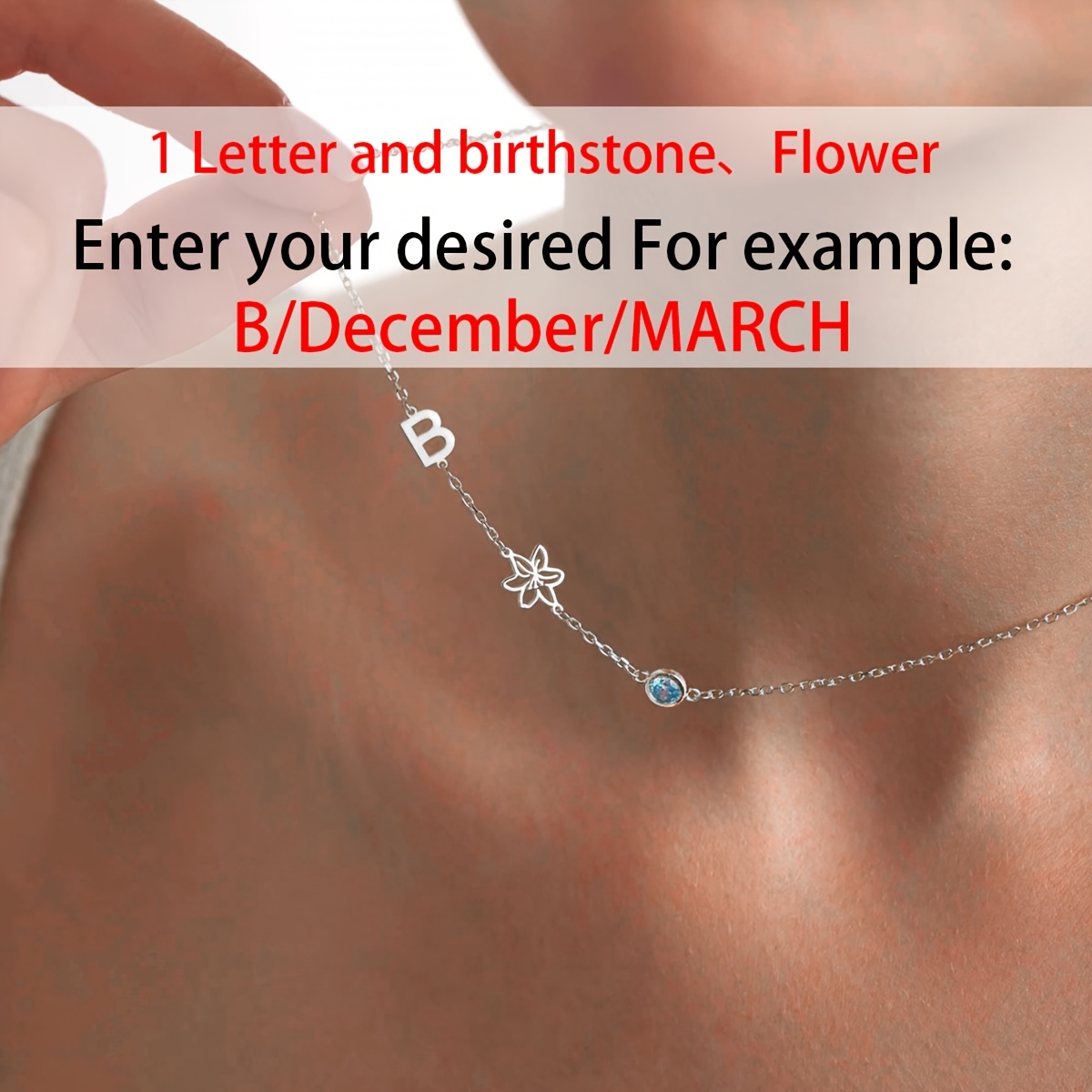Personalized Birthday Flower Necklace with Engraved Floral Pendant